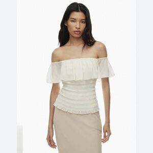 Wilfred Portobello White Ruffled Smocked Blouse - NWT